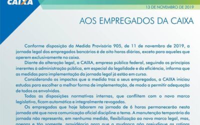 Caixa ameaça quebrar contratos e ampliar jornada de trabalho para 8 horas